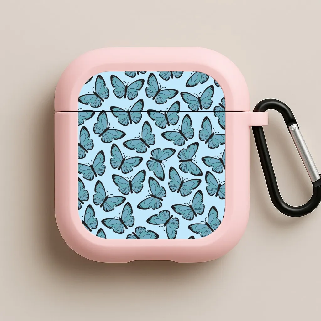 Lightweight Device Bag Soft Protective Bag Blue Butterfly - Butterfly Patterns AirPods Case
