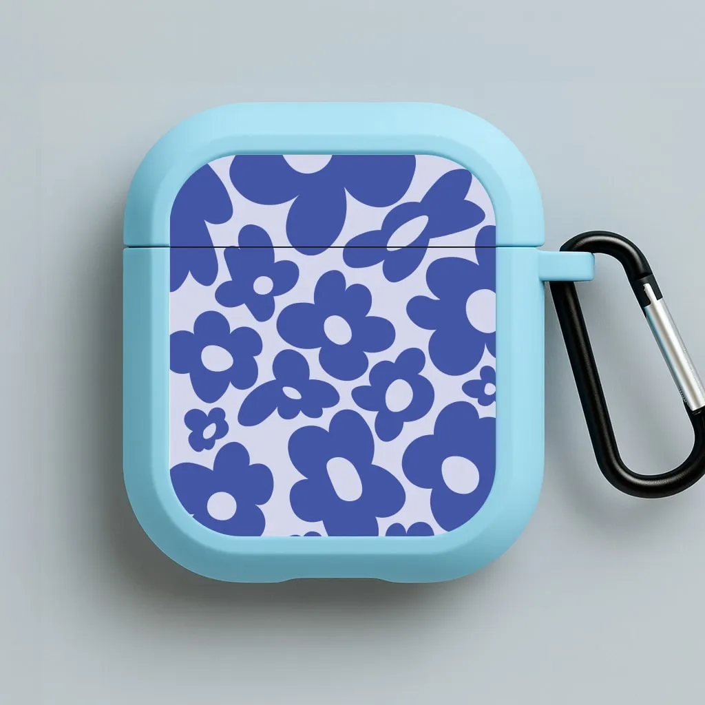 airpods case for travelers Modern Lifestyle Accessory Blue Flowers - Trippy Patterns AirPods Case
