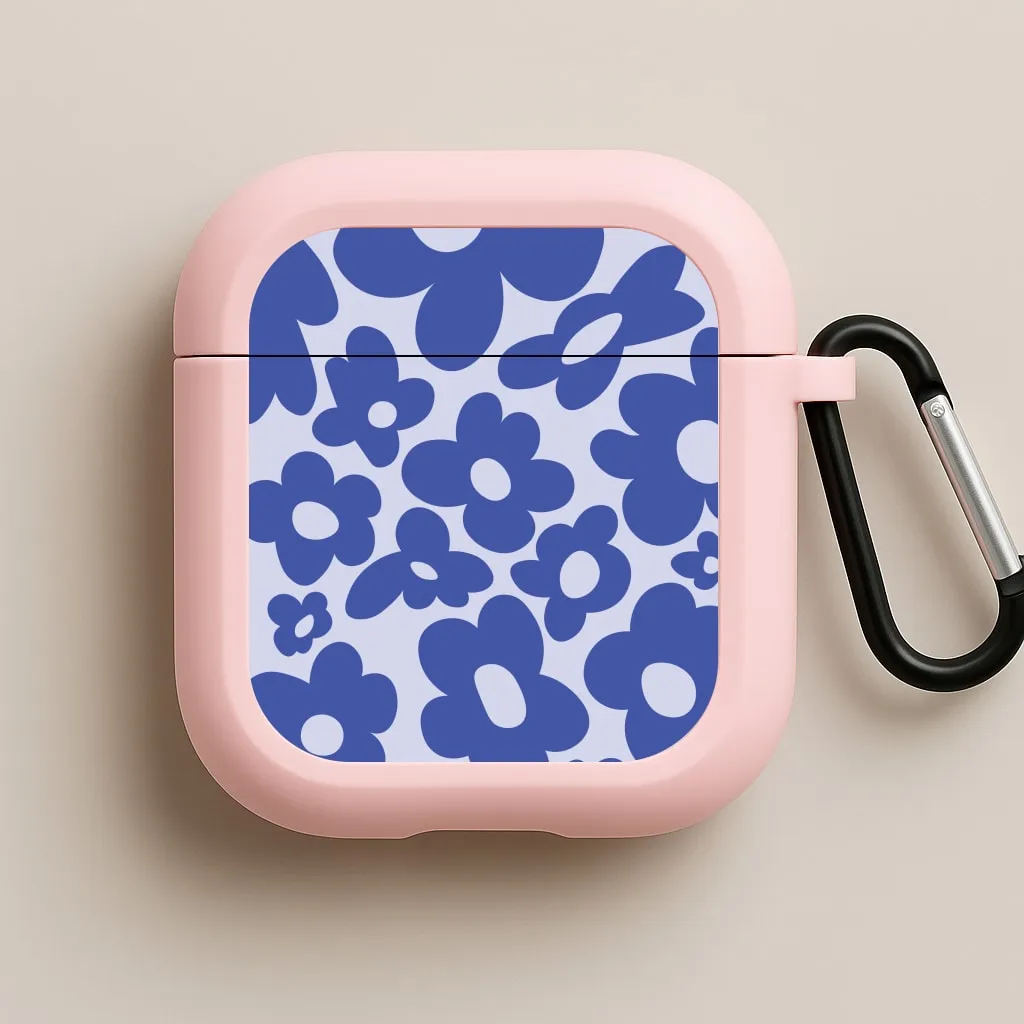 Blue Flowers - Trippy Patterns AirPods Case Luxury Carry Sleeve