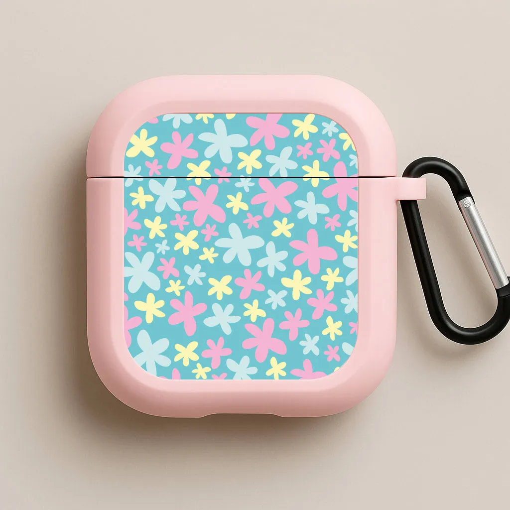 dustproof storage protector Universal Rubber Organizer Blue, Pink And Yellow Flowers - Spring Patterns AirPods Case
