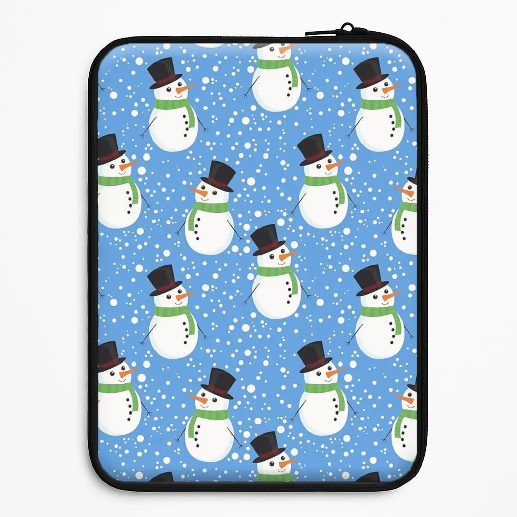Premium Craft Smooth Craftsmanship Blue Snowman Pattern Laptop Sleeve