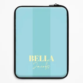 Matte Shield Layer Refined Protection Blue Stripe Personalised Name Laptop Sleeve