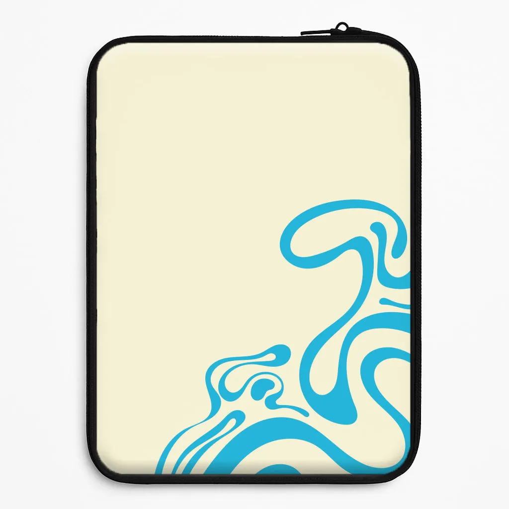 Blue Waves Corner Pattern Laptop Sleeve Durable Build Texture