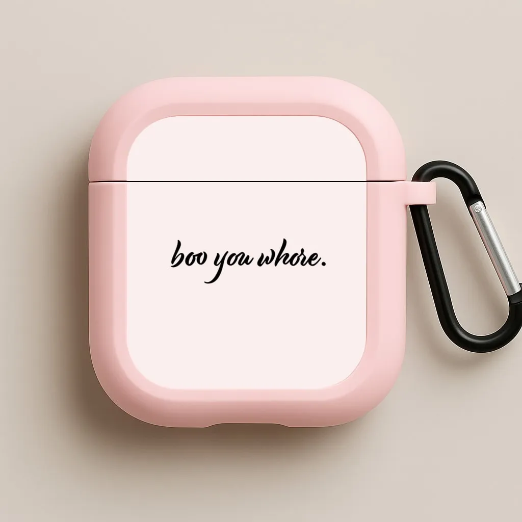 Boo You Whore AirPods Case Minimal Daily Case Compact Key Strap