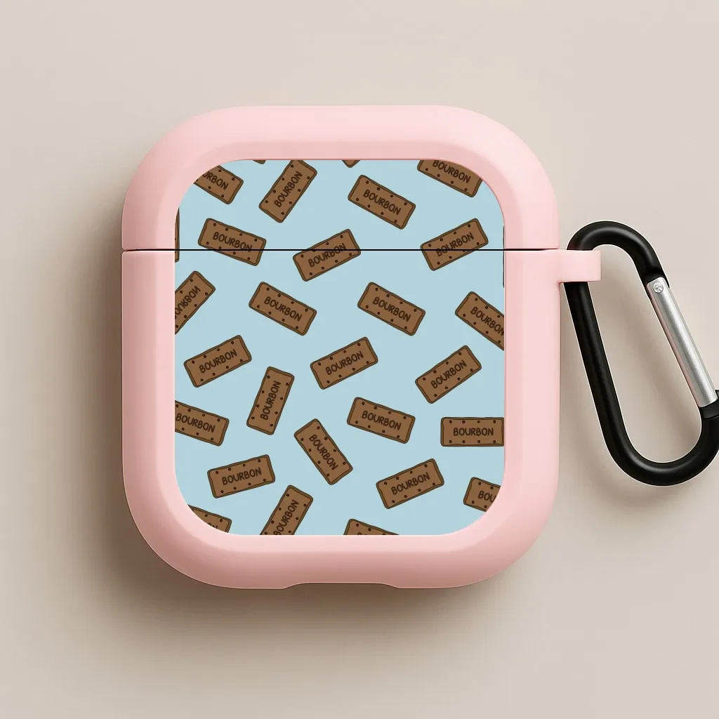 compact everyday travel protector Minimal Protective Sleeve Bourbons - Biscuits Patterns AirPods Case