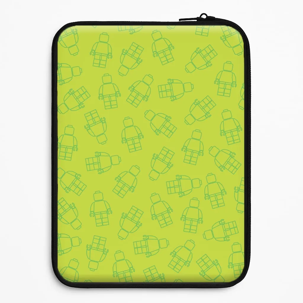 Bricks Figures Pattern Green Laptop Sleeve Outdoor Travel Durable Quality