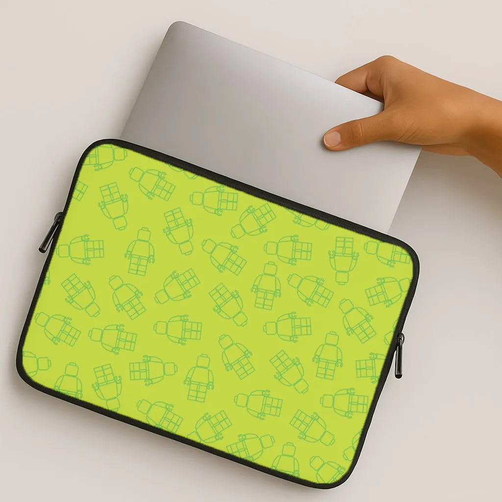 Comfort Finish Layer Fashion Accent Bricks Figures Pattern Green Laptop Sleeve