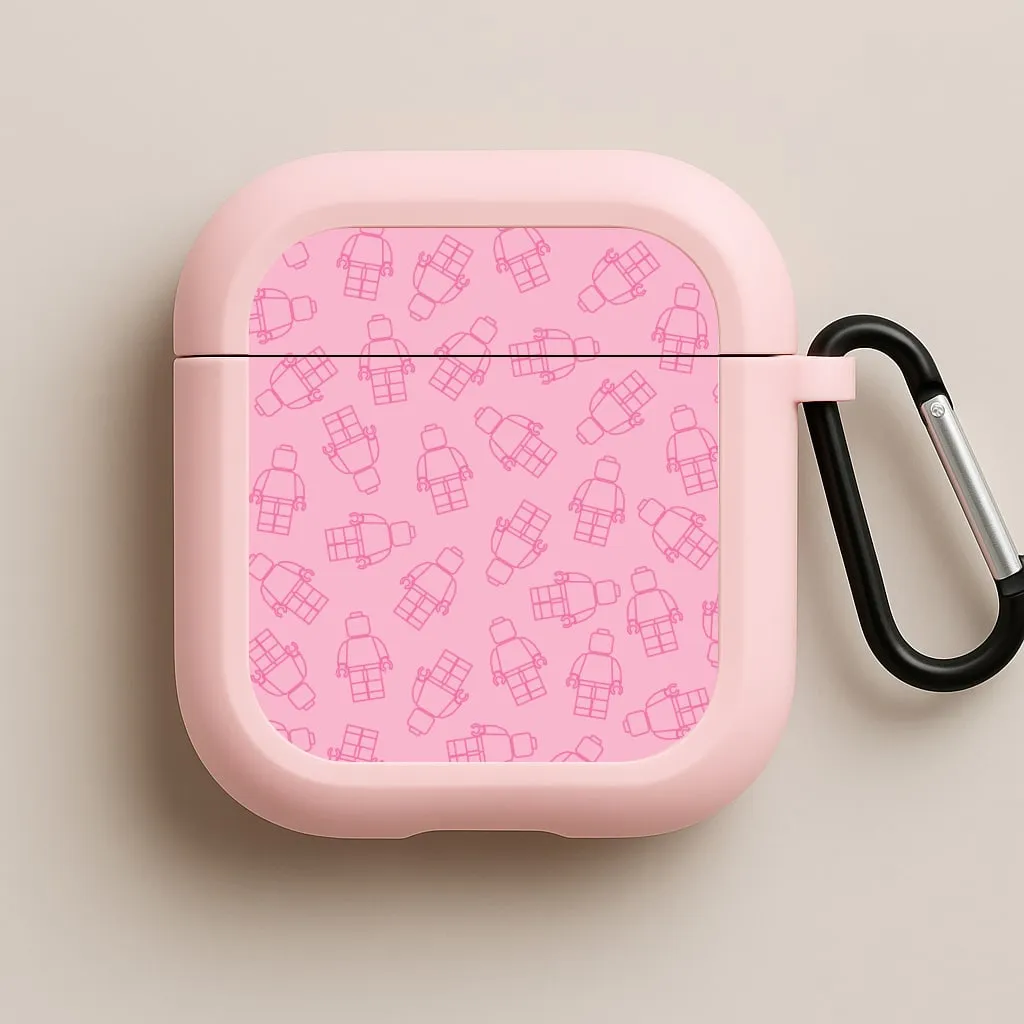 Bricks Figures Pattern Pink AirPods Case Durable Slim Bag
