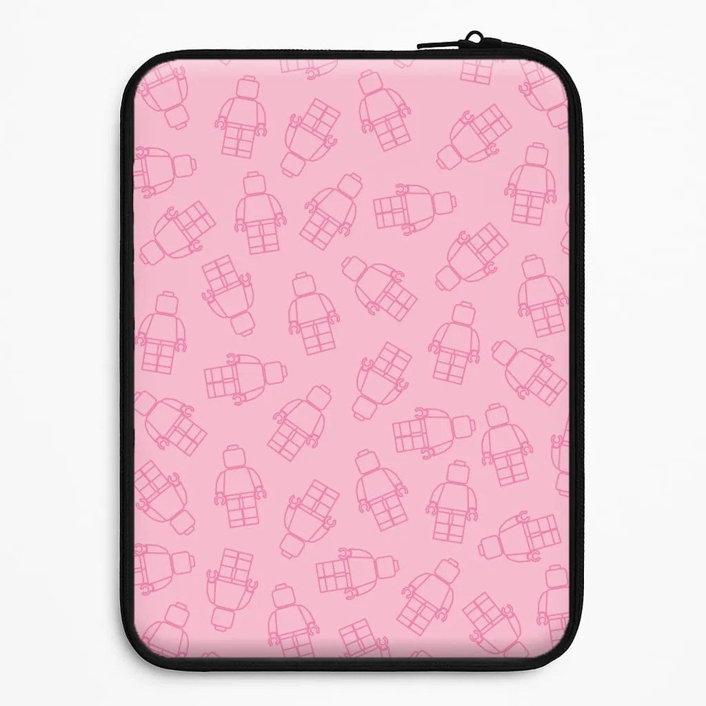 Trendy Design Modern Accessory Bricks Figures Pattern Pink Laptop Sleeve