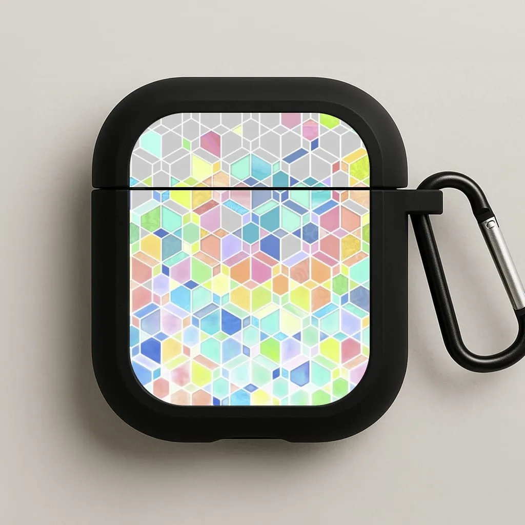 Compact Daily Storage Bright Hexagon Pattern AirPods Case