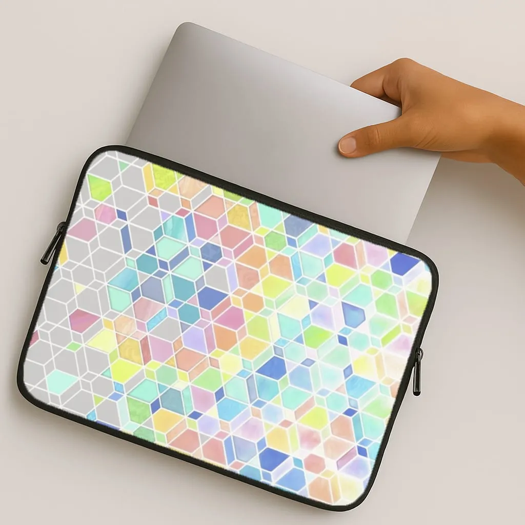 Elegant Accent Hybrid Grip Bright Hexagon Pattern Laptop Sleeve