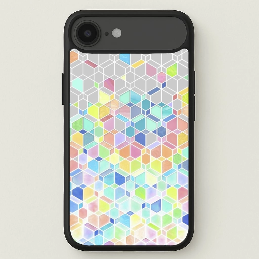 Bright Hexagon Pattern Phone Case Gradient Finish