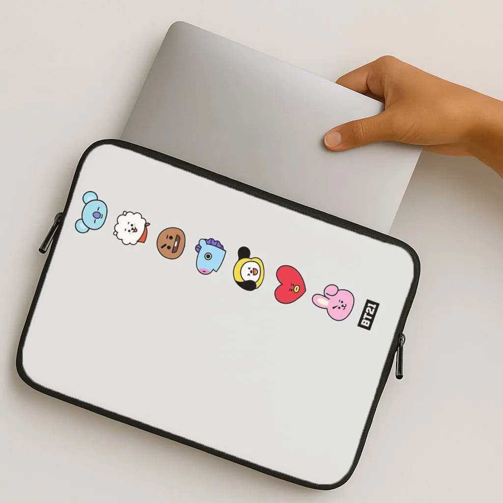 Clear Frame BT21 Vertical Faces - K Pop Laptop Sleeve