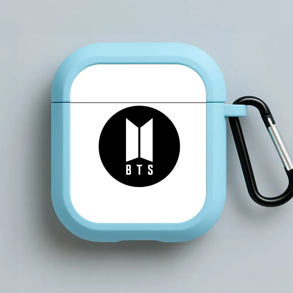 Soft Silicone Protector classic minimalist shell BTS logo Black - K Pop AirPods Case
