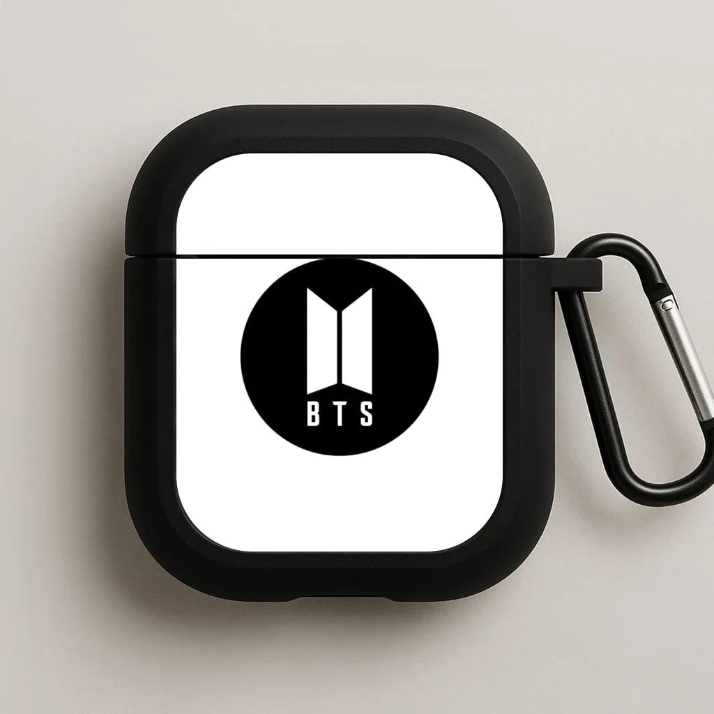 BTS logo Black - K Pop AirPods Case compact everyday travel protector