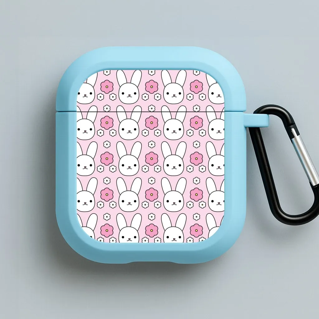 Bunnies And Flowers Pattern AirPods Case Smooth Texture Cover