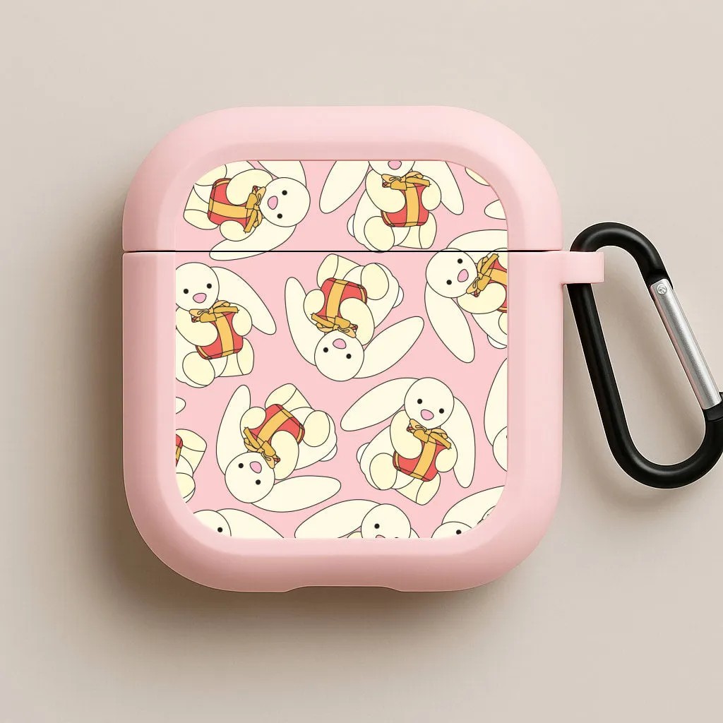 Anti Slip Protector Bunny Present Pattern AirPods Case