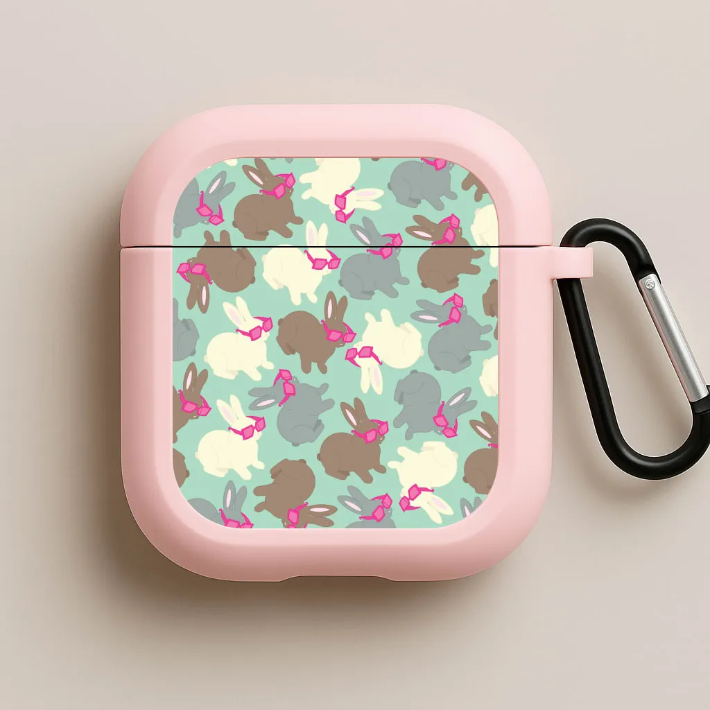 Soft Matte Finish fashion minimalist case Bunny With Glasses Pattern AirPods Case