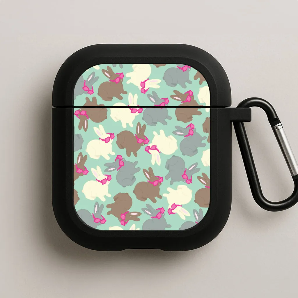 Luxury Carry Sleeve Bunny With Glasses Pattern AirPods Case