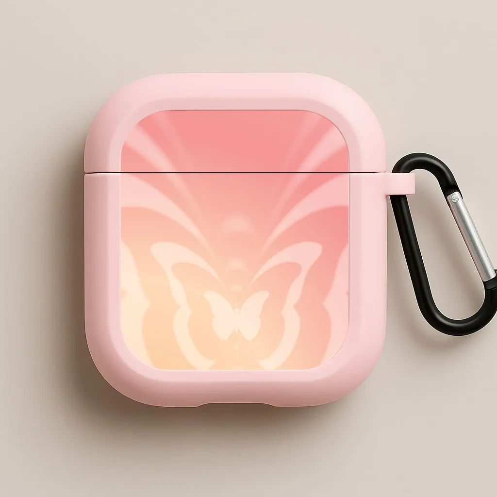 portable everyday silicone protector Butterfly Gradient Pink AirPods Case