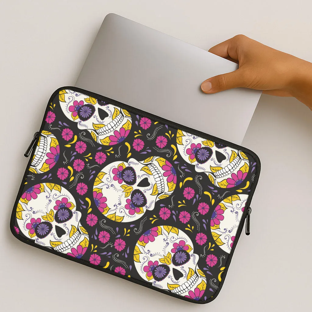 Calavera Pattern - Halloween Laptop Sleeve Premium Material Flexible Edge Texture