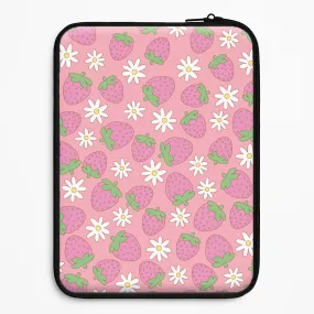 Luxury Pattern Pink Strawberries - Spring Patterns Laptop Sleeve