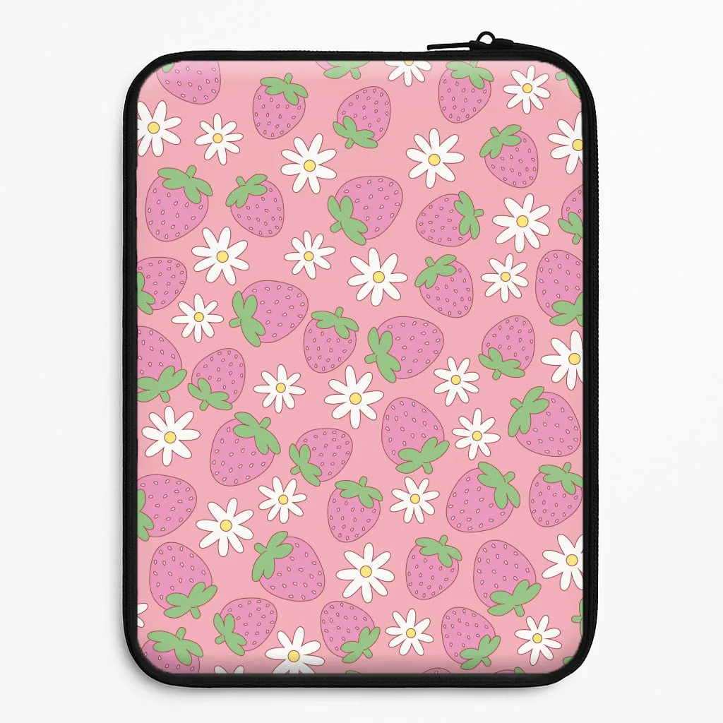 Luxury Pattern Pink Strawberries - Spring Patterns Laptop Sleeve