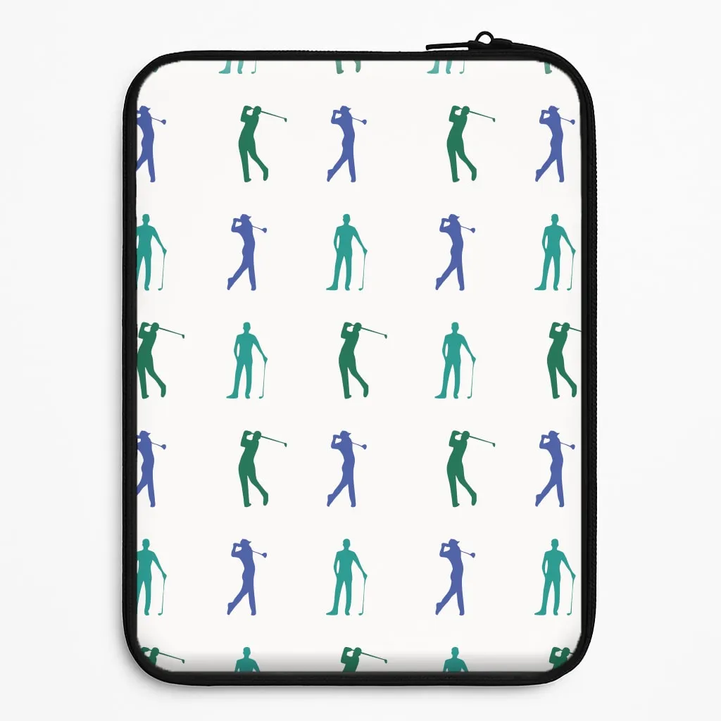 Golfer Silhouettes Pattern Laptop Sleeve Comfort Design Layer