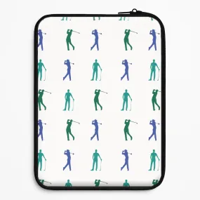 Golfer Silhouettes Pattern Laptop Sleeve Comfort Design Layer