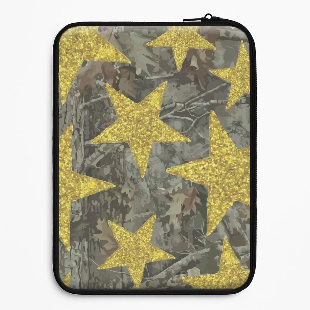 Light Shield Urban Minimalism Camo And Glitter Stars Pattern Laptop Sleeve