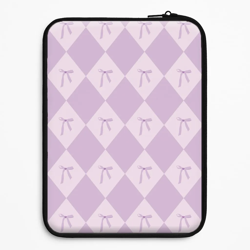 Purple Argyle Coquette Pattern Laptop Sleeve Shock Layer