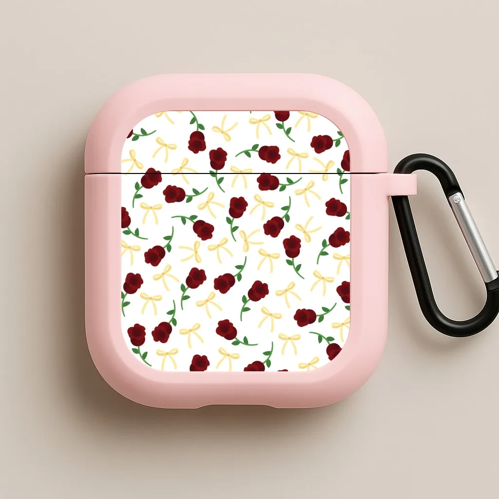 Roses And Bows Pattern AirPods Case Trendy Soft Holder