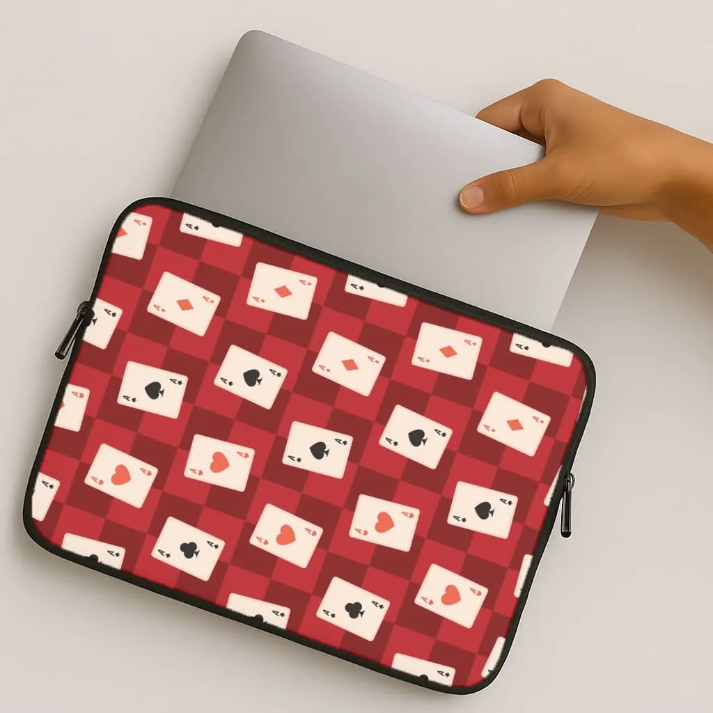 Travel Accessory Office use Card Deck Checkered Pattern  Laptop Sleeve