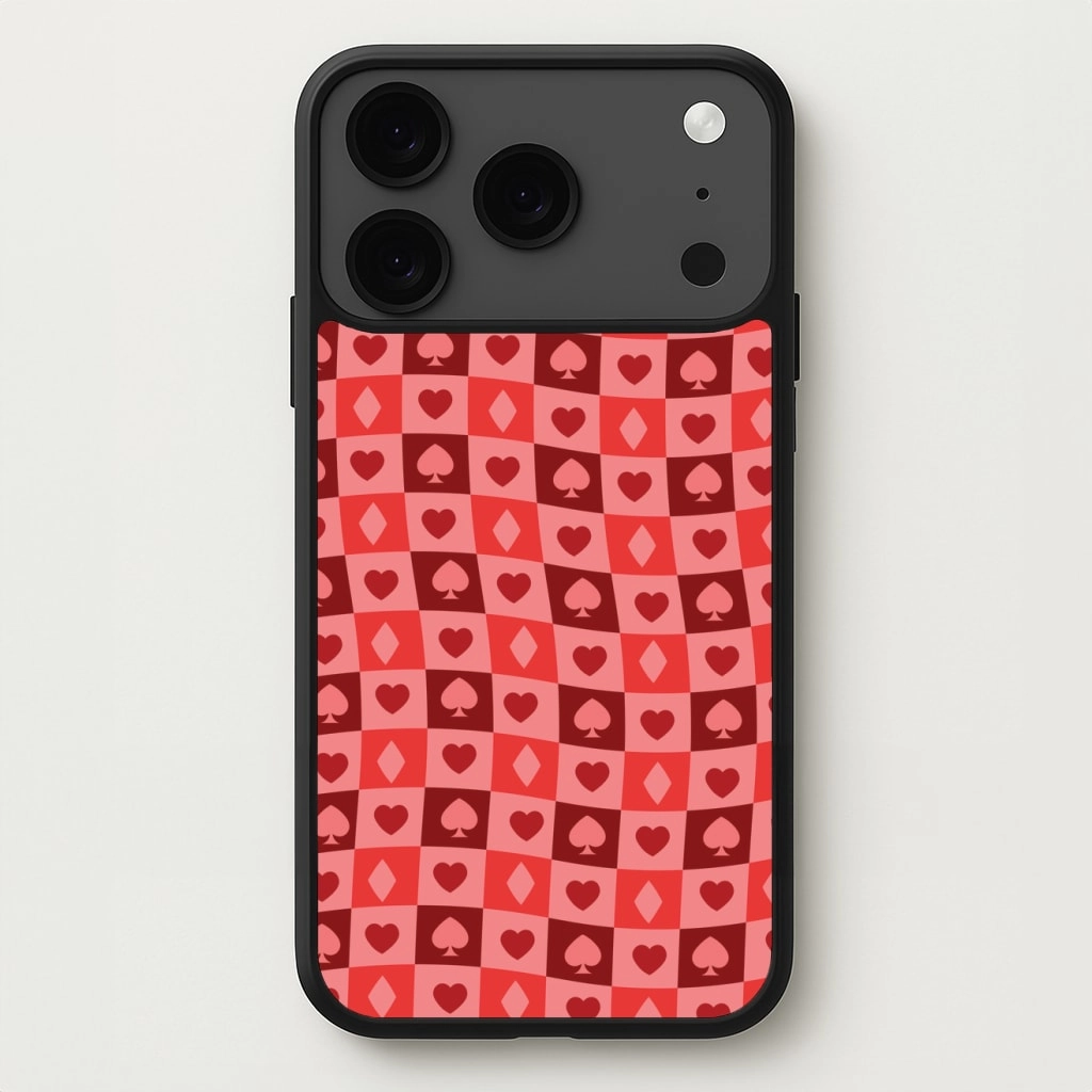 Card Suits Pattern Red Phone Case Smooth Finish