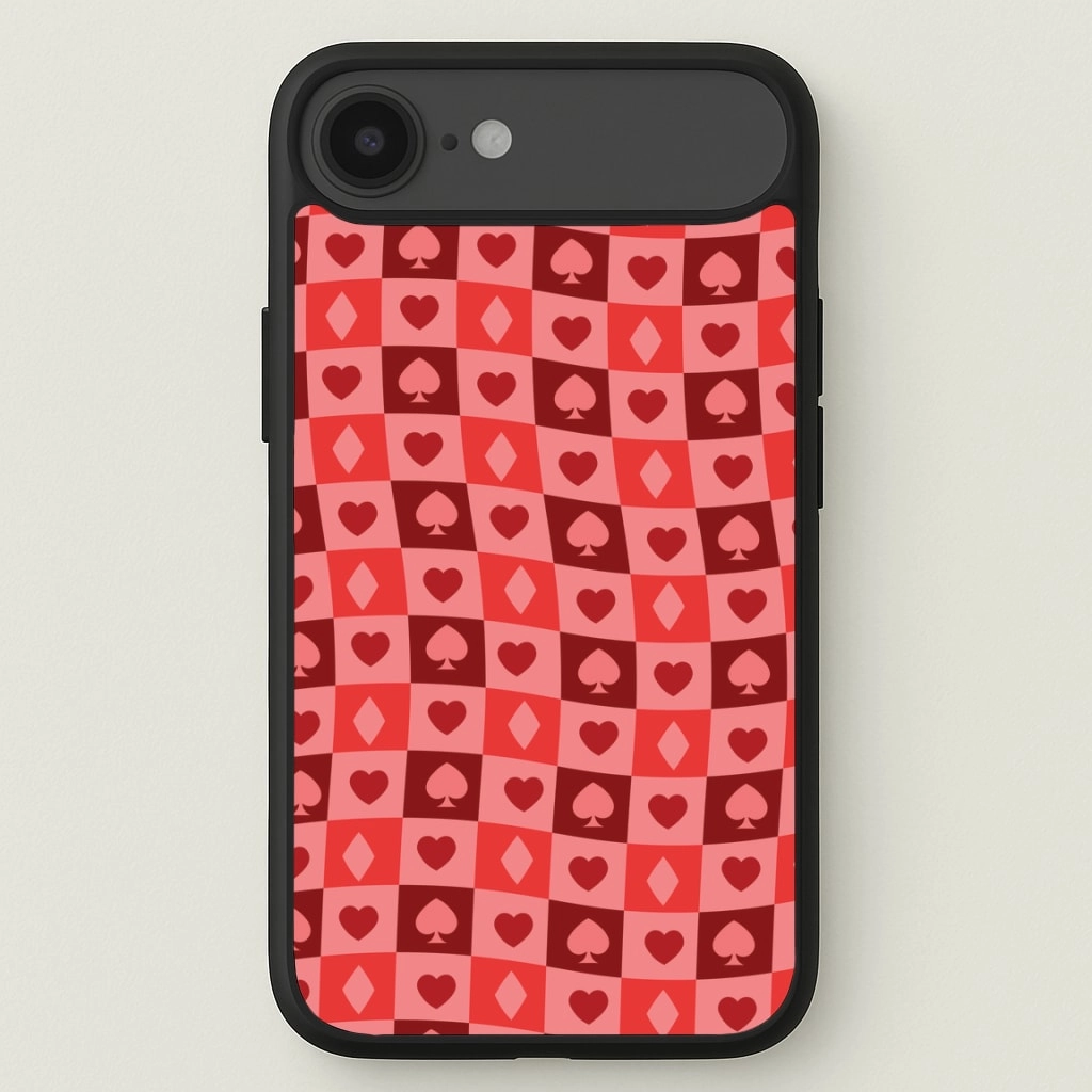 Luxury Coating Unique Texture Card Suits Pattern Red Phone Case