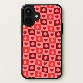 High End Look Stylish Layer Card Suits Pattern Red Phone Case
