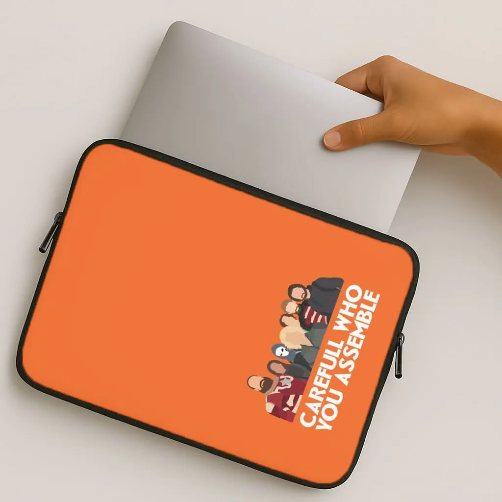 Careful Who You Assemble Laptop Sleeve Clear Frame
