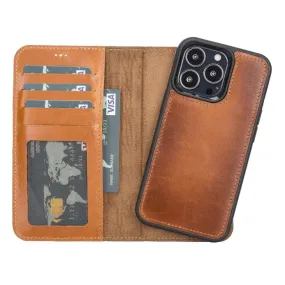 Slim Protection Carter Detachable Leather Wallet Case ?C iPhone 13 Pro Max, Rustic Tan