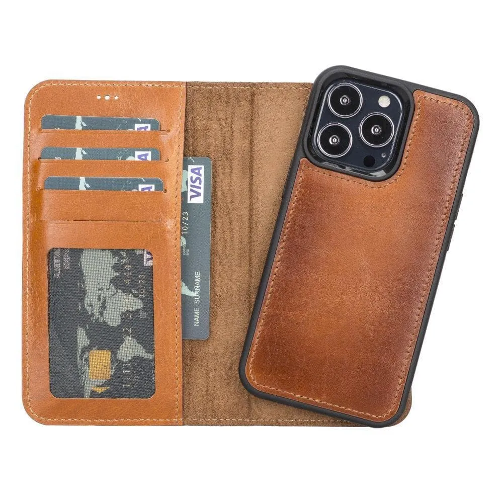Carter Detachable Leather Wallet Case ?C iPhone 13 Pro, Rustic Tan Protective Build Modern Grip Design