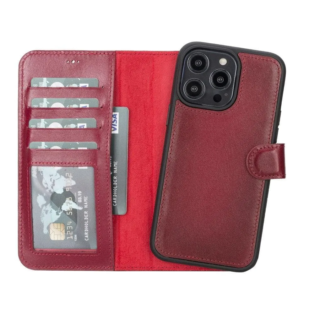 Soft Pattern Layer Travel Essential Carter Detachable Leather Wallet Case ?C iPhone 14 Pro Max, Red