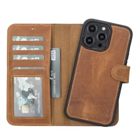 Matte Coating Finish Light Design Carter Detachable Leather Wallet Case ?C iPhone 14 Pro, Moccasin