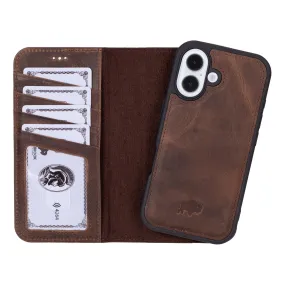 Carter Detachable Leather Wallet Case ?C iPhone 16, Distressed Coffee Student Gear