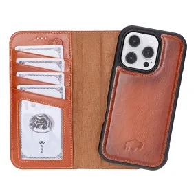 Carter Detachable Leather Wallet Case ?C iPhone 16 Pro Max, Burnished Tan Rugged Edge Handy Use