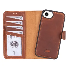 Protective Structure Carter Detachable Leather Wallet Case ?C iPhone 16e, Golden Brown