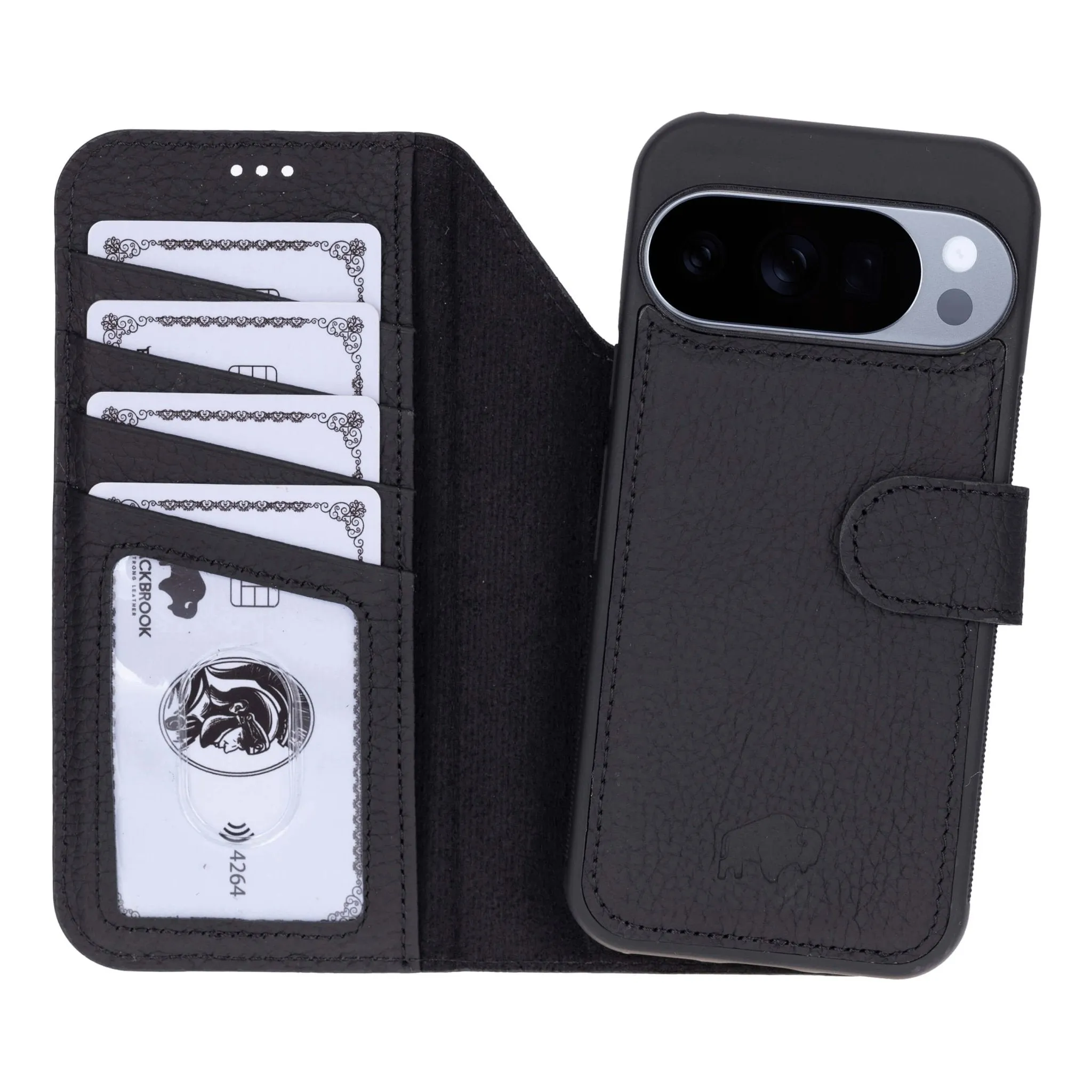 Carter Detachable Leather Wallet Case ?C Pixel 10 Pro, Pebble Black Fashion Forward Minimal Feel