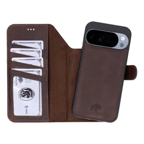 Strong material Smooth Layer Texture Carter Detachable Leather Wallet Case ?C Pixel 10 Pro XL, Distressed Coffee