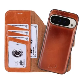 Smooth Edge Design Carter Detachable Leather Wallet Case ?C Pixel 9 Pro, Burnished Tan