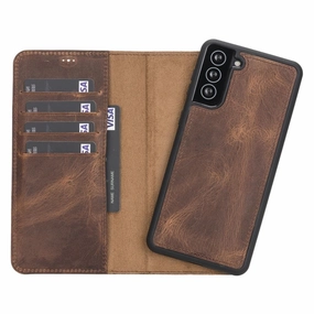 Classic Grip Carter Detachable Leather Wallet Case Galaxy S21 Plus, Saddle Brown
