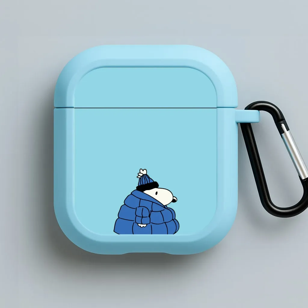 sleek ergonomic neon soft touch airpods protector Cartoon Beagle Puffer Jacket Blue AirPods Case
