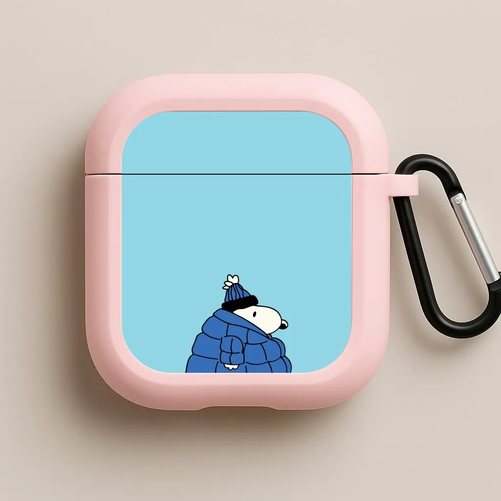 Cartoon Beagle Puffer Jacket Blue AirPods Case fashion ergonomic pastel leather protector premium hybrid silicone cover